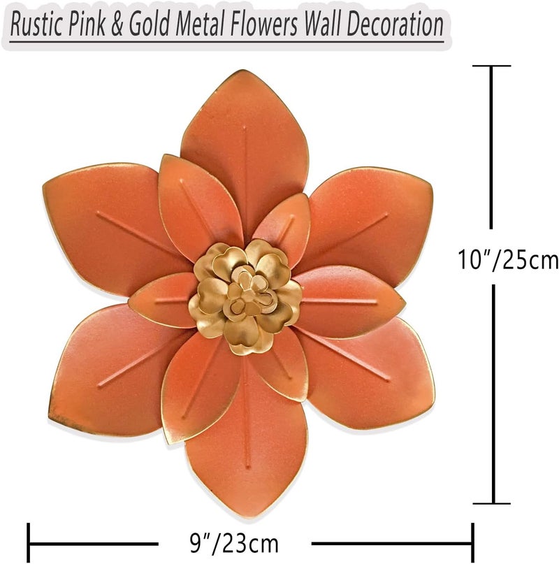 Picfarce Metal Flower Wall Art Decor, 10“ Rustic Modern Floral Sculpture, Distressed Iron Wall Hanging Home Decoration Accent Artworks for Indoor Kitchen Bedroom Living Room Office Outdoor Garden Patio - Image 4